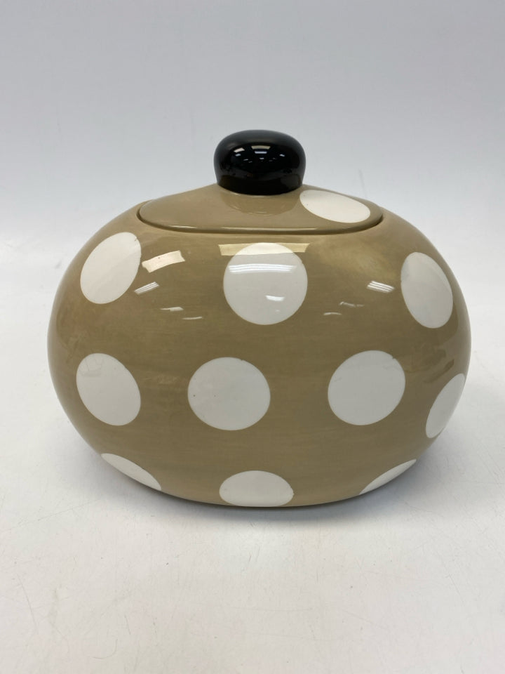 Happy Everything Tan/White Multi Color Dots Cookie Jar