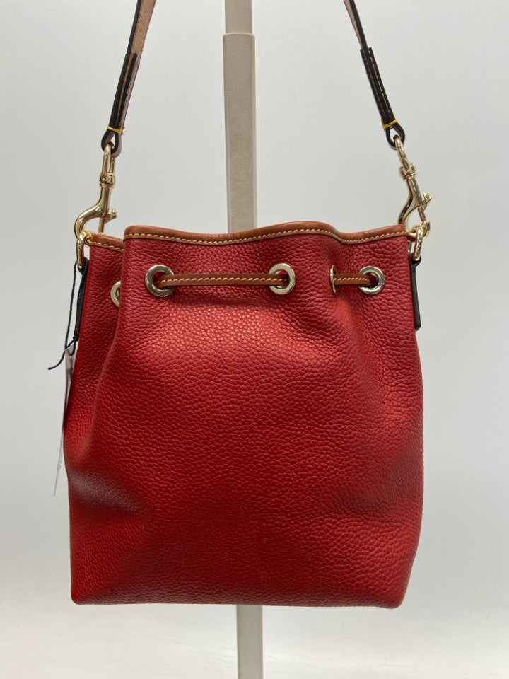 Dooney &amp; Bourke Red Brown Drawstring(s) Handbag