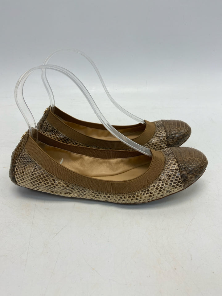 Tory Burch  Size 7.5 Brown Tan Snakeskin(s) Flats