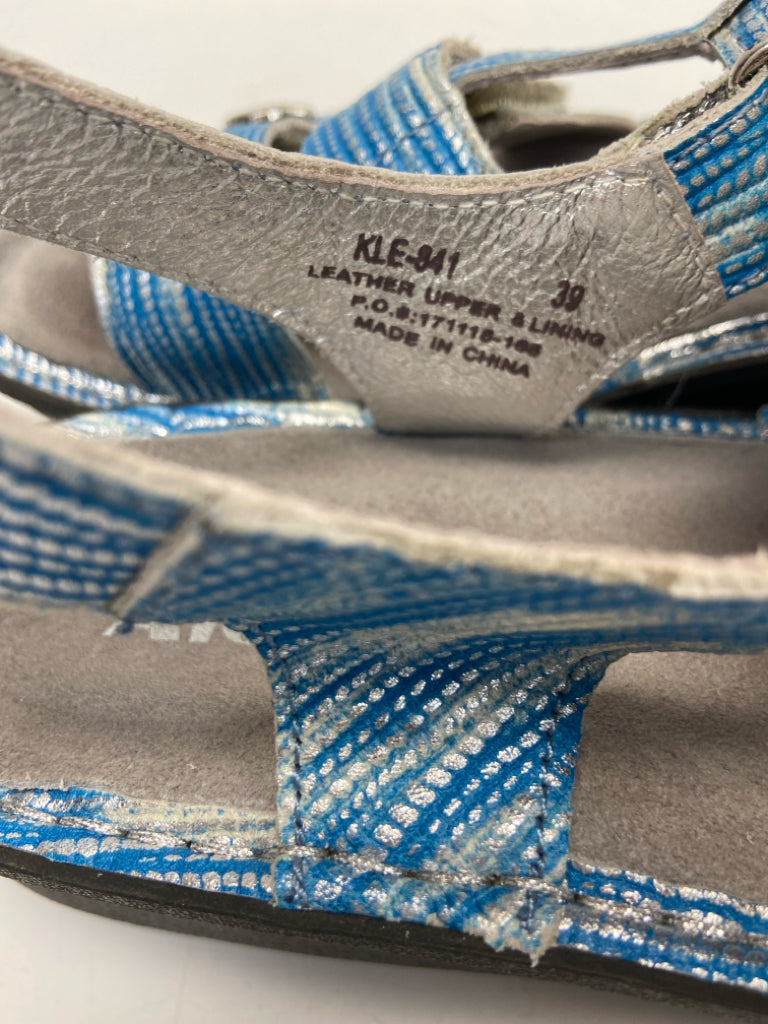 Alegria  Size 39 Blue Silver Metallic Sandals