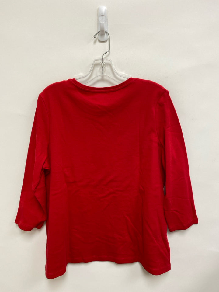 NWT Kim Rogers Size LP Red Snowman Petite Top