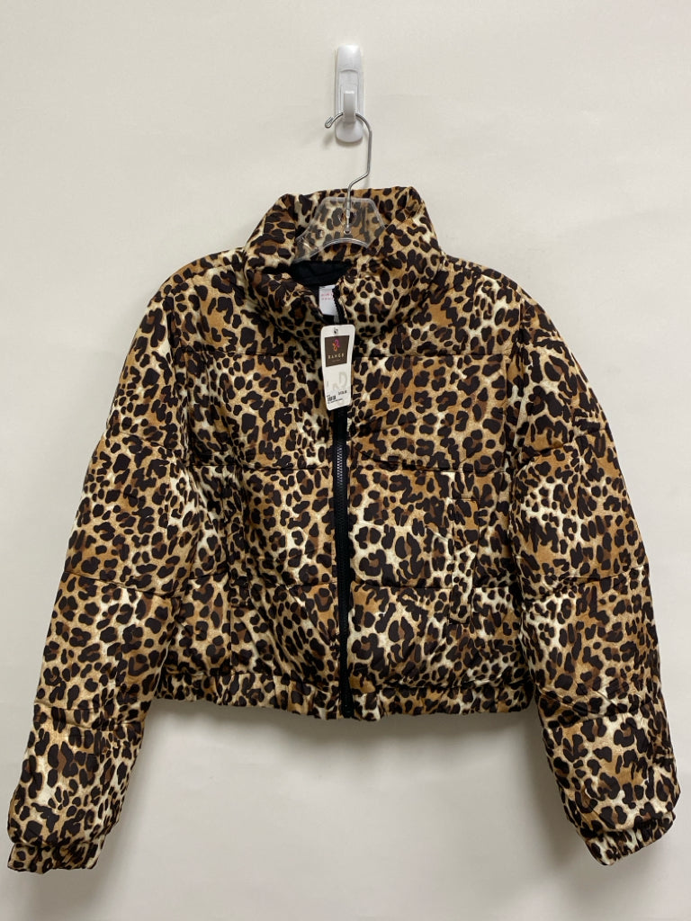 NWT Size L Tan Brown Animal Print Puffer Ladies Jacket