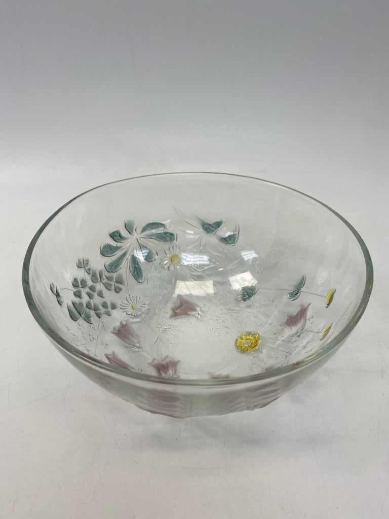 Clear Multi Color Flowers Glass Bowl(s)