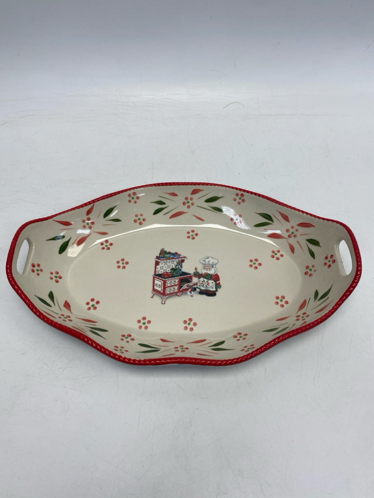 Temp-tations Cream Red/Green Santa Ceramic Christmas