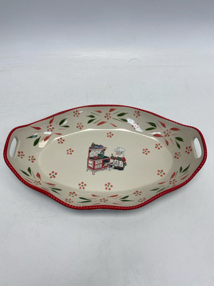 Temp-tations Cream Red/Green Santa Ceramic Christmas