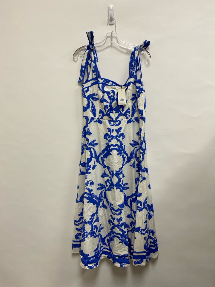 NWT Flying Tomato Size L Blue White Print Sleeveless Ladies Dress