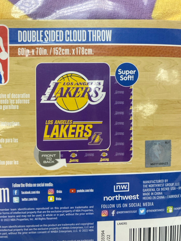 NEW/PKG Yellow Purple Blanket