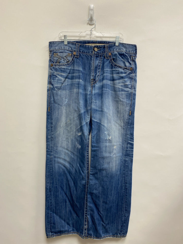 Big Star Size 36 Light Blue Distressed Men&