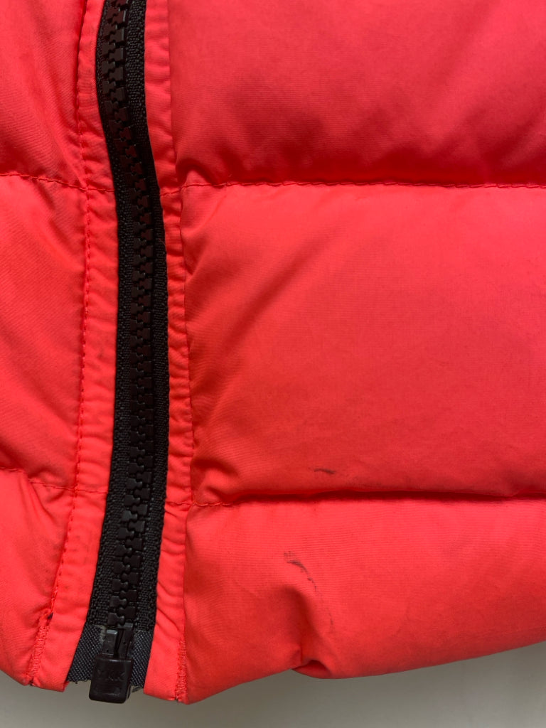 North Face SIZE 6 Neon Coral Black Puffer Hooded Girl&