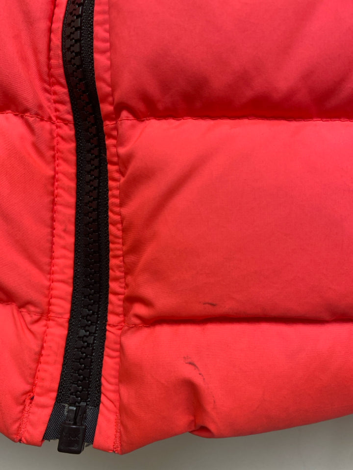 North Face SIZE 6 Neon Coral Black Puffer Hooded Girl&