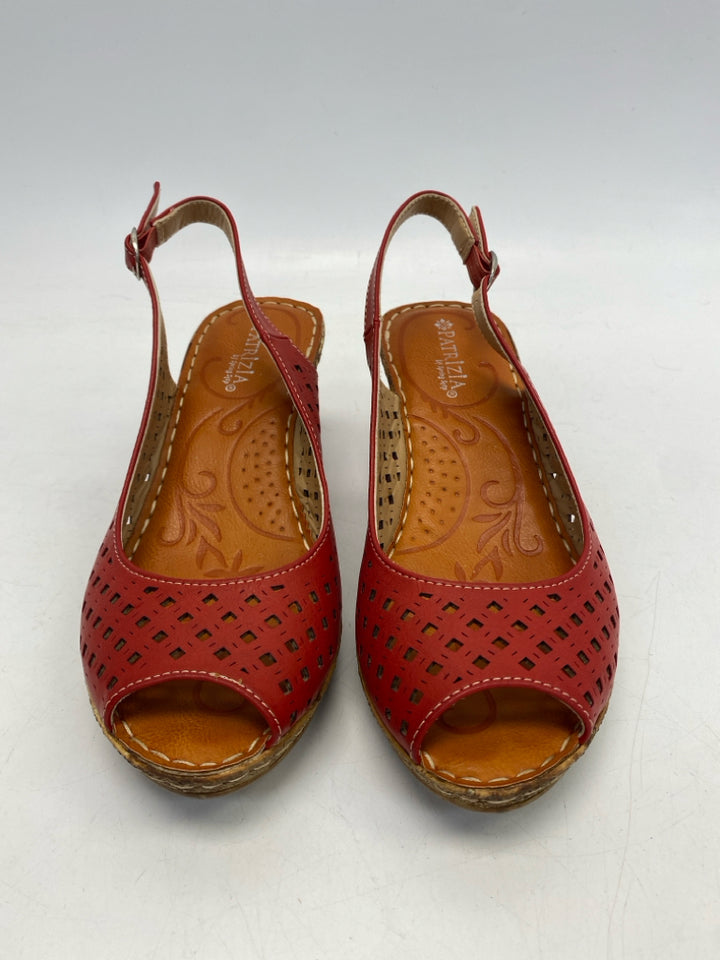 Patrizia  Size 38 Red Perforated Sandals