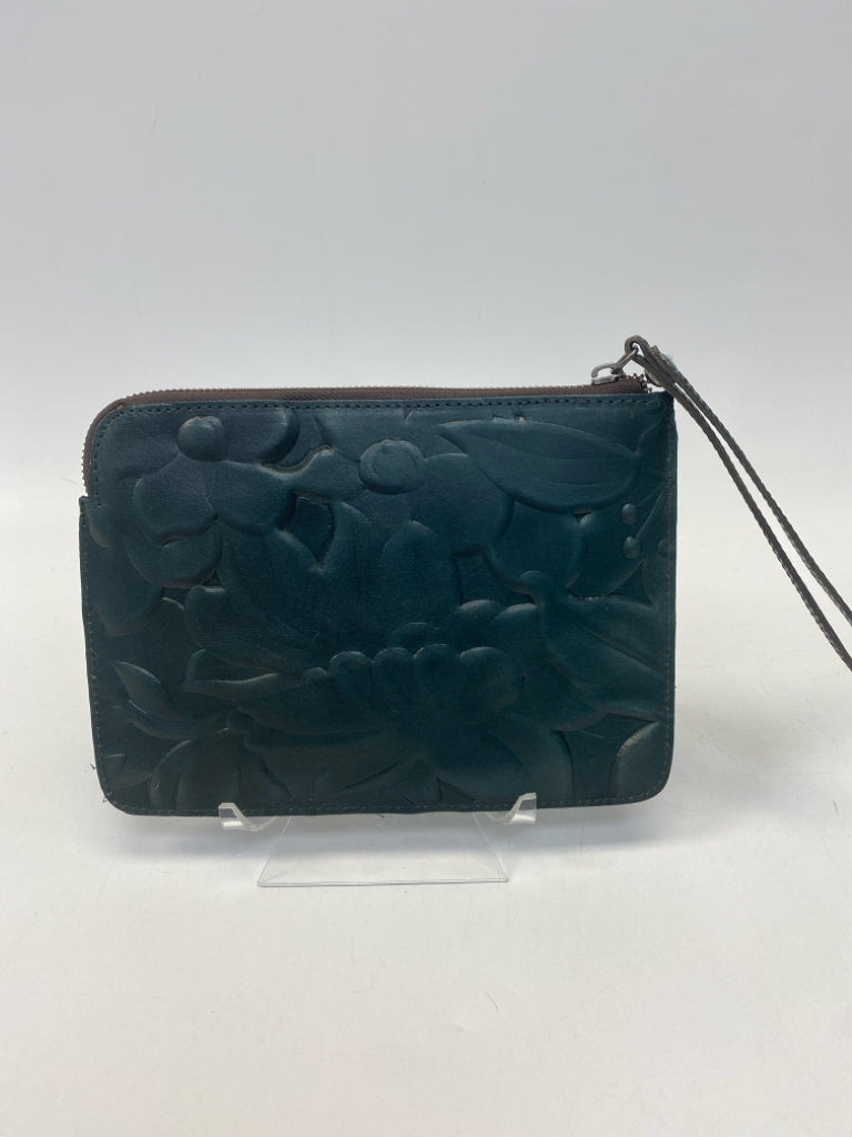 Patricia Nash Dark Green Tooled Wristlet