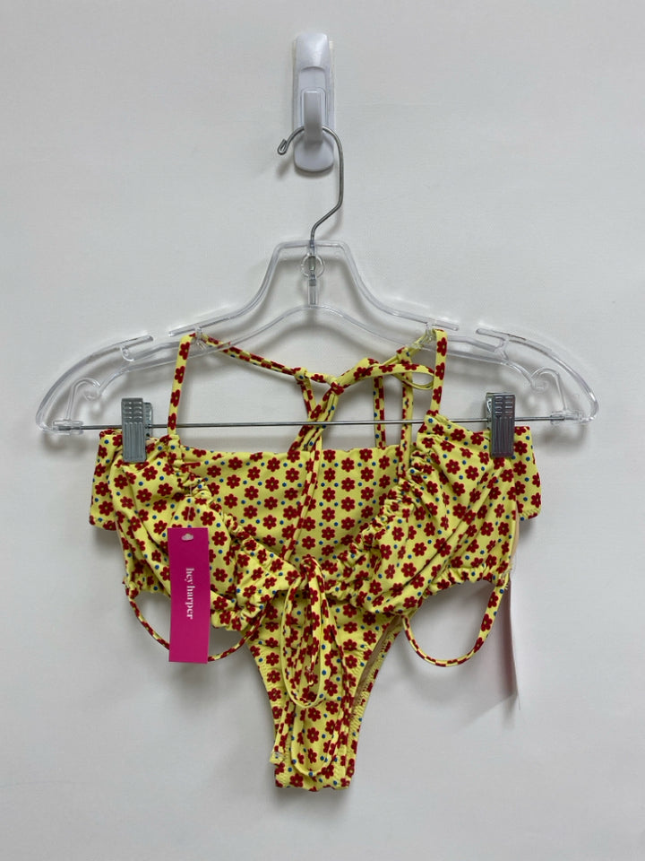 NWT Size L Yellow Red Flowers Ladies Swimwear