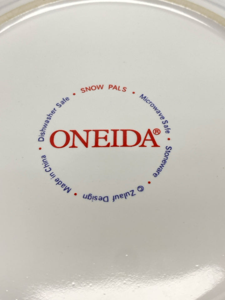Oneida Blue Multi Color Snowman Stoneware Christmas