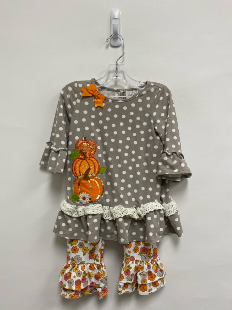Rare Editions SIZE 4T Gray White/Orange Polka Dot Girl&