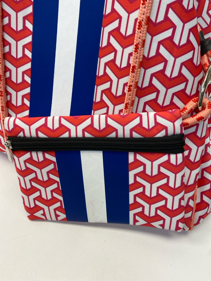 Red/White Print Neoprene Tote Bag