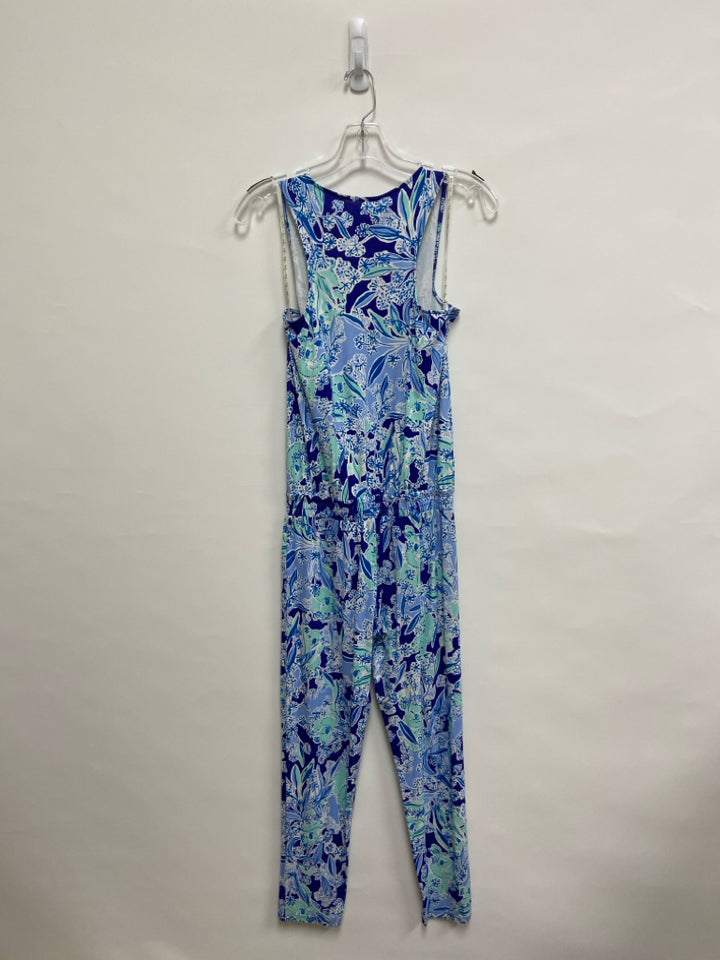 NWT LILLY PULITZER Size XS Aqua/White Navy/Blue Sleeveless Ladies Jumpsuit