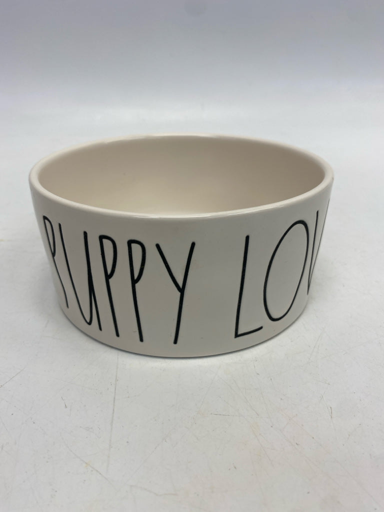 Rae Dunn White Black Words Ceramic Pet Bowl