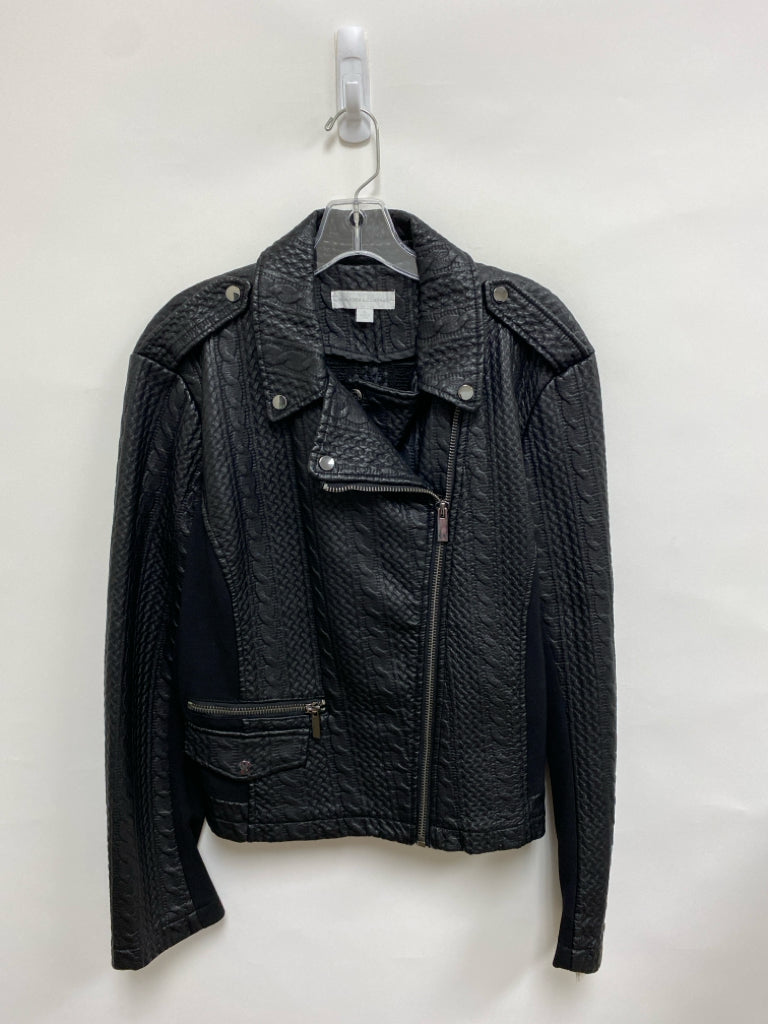 NY&amp;Co Size XL Black Texture Zip Down Faux Leather Ladies Jacket