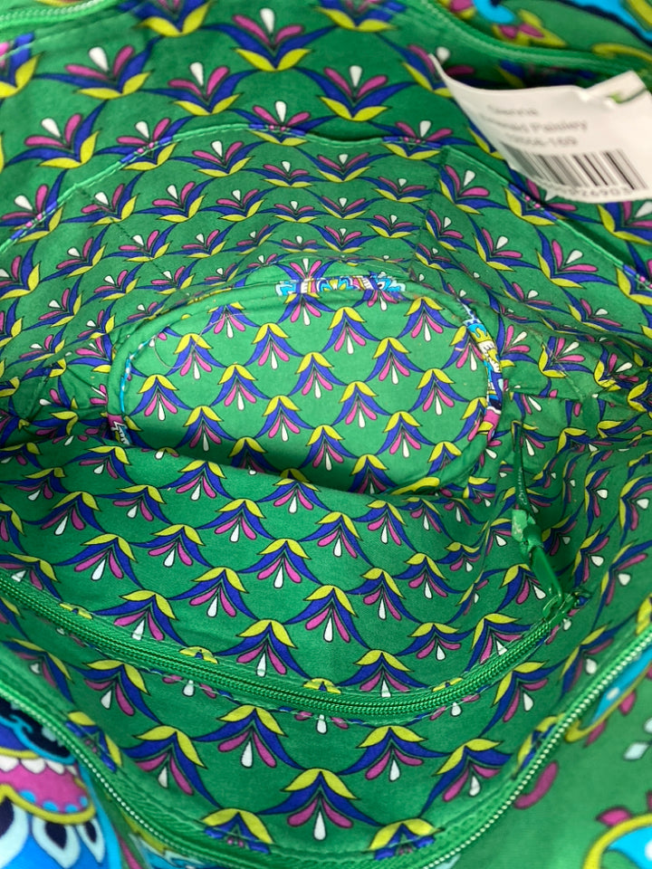 NWT Vera Bradley Green Multi-Color Paisley Fabric Handbag