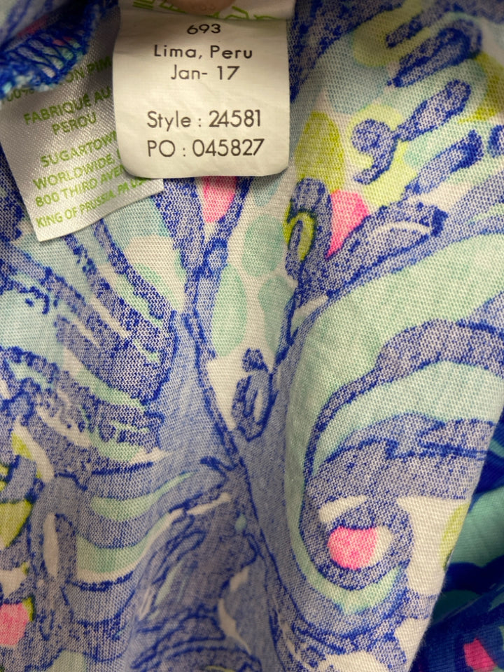 LILLY PULITZER Size XS Blue Aqua/Pink Sleeveless Ladies Dress