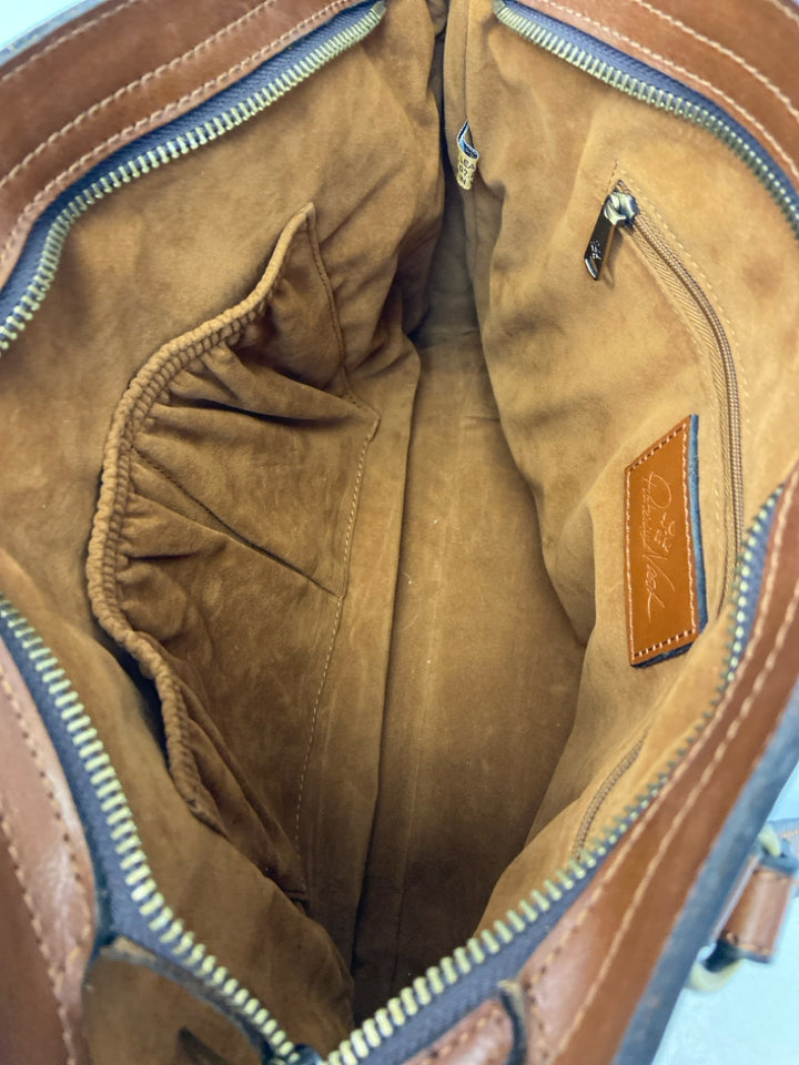 Patricia Nash Tan/Brown Multi-Color Flower(s) Handbag