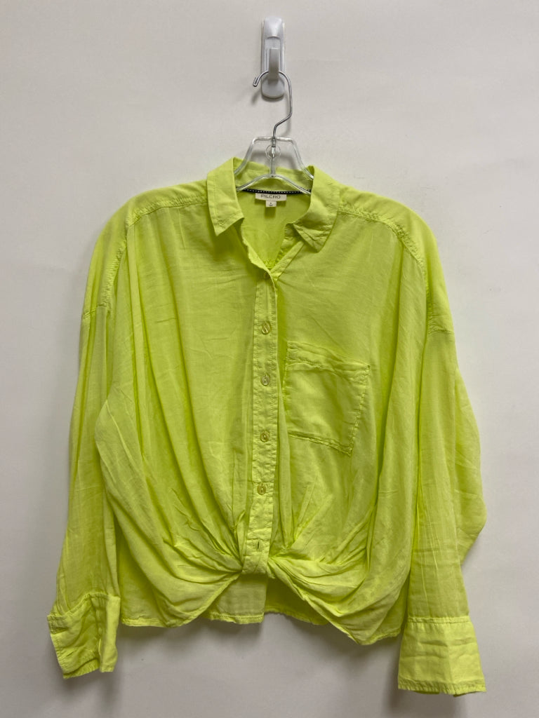 Pilcro Size S Neon Yellow Twisted Button Up Ladies Top