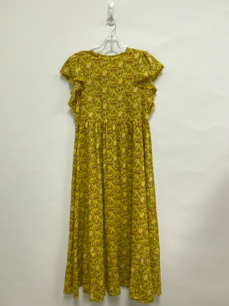 Ann Taylor Size XS Yellow Brown/Green Palm Trees Sleeveless Ladies Dress