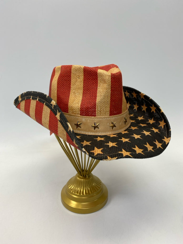 NWT Tan Navy/Red American Flag Misc. Hat