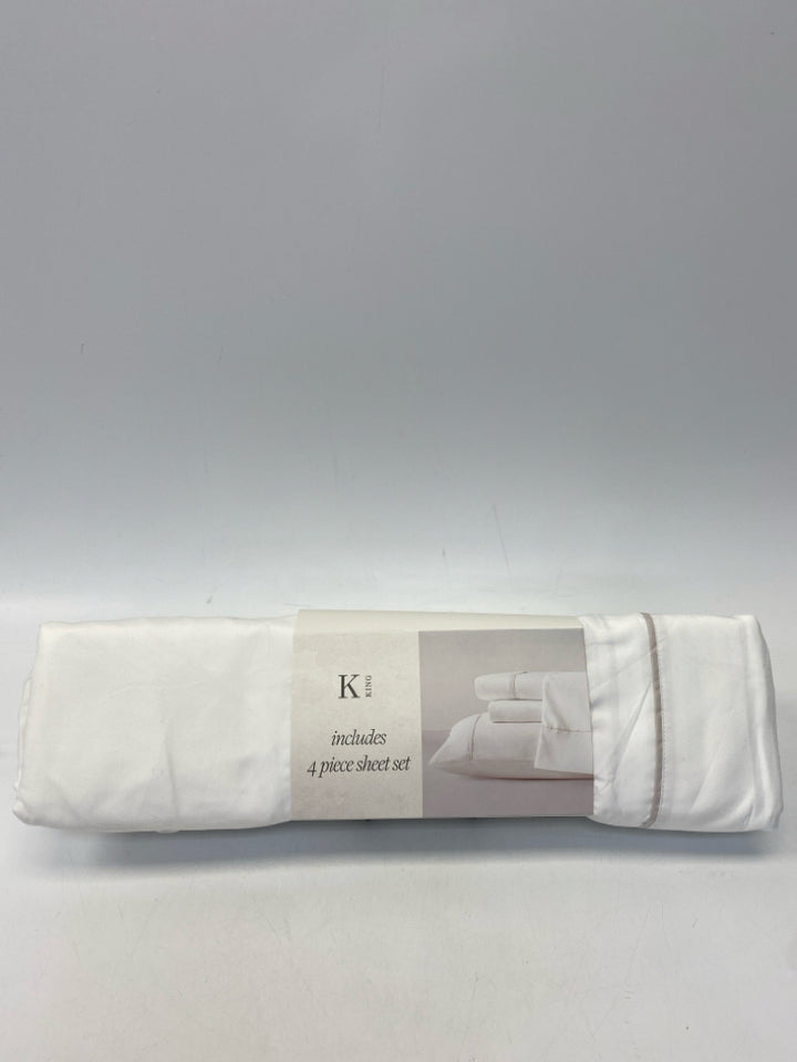 White Gray Trimmed Sheets