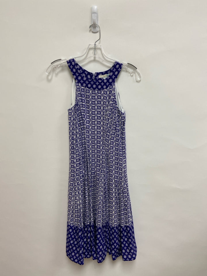 Boden Size 2 White Blue Medallion Sleeveless Ladies Dress