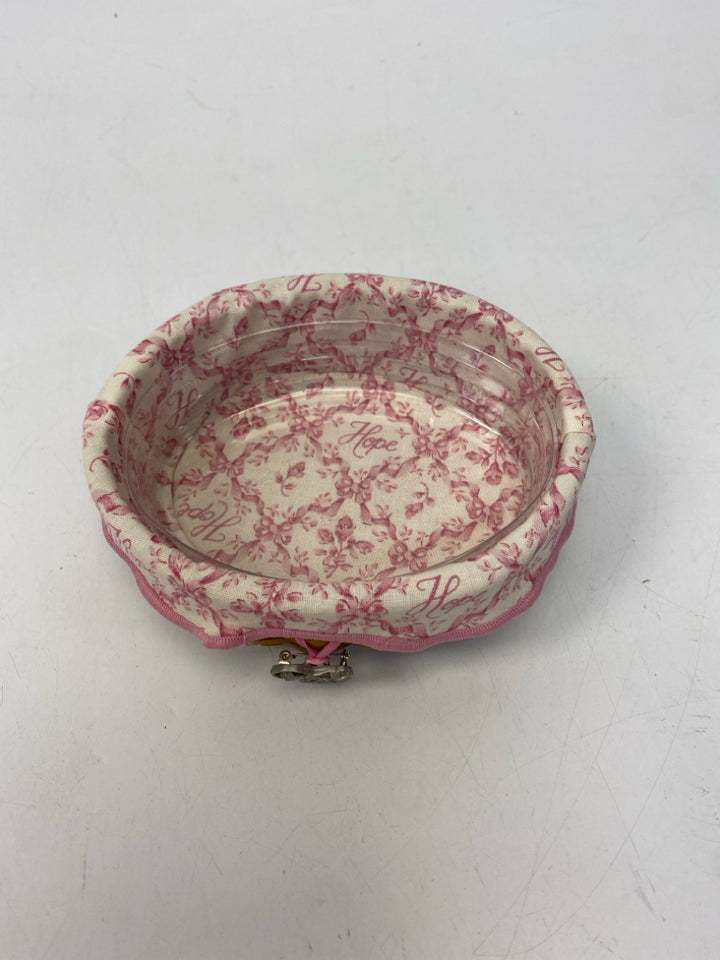 Longaberger Brown Pink/Cream Wood Basket