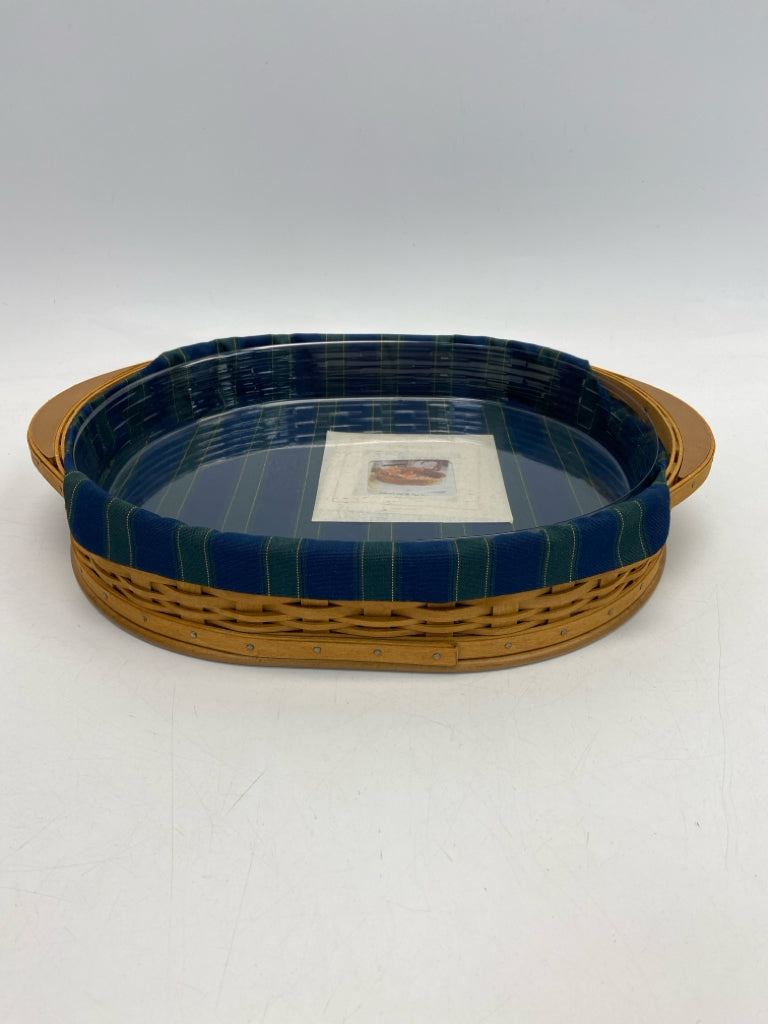 Longaberger Natural Navy Wood Basketweave Tray
