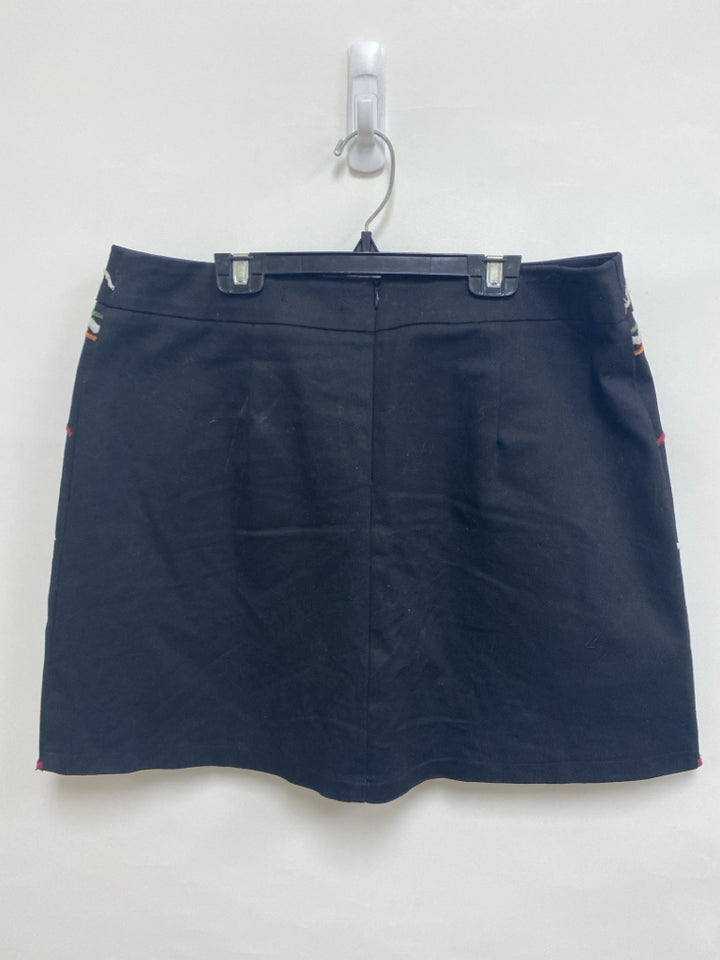 NWT Size XL Black Multi Color Embroidered Ladies Skirt