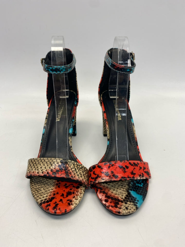 Size 8 Multi-Color Snakeprint Sandals