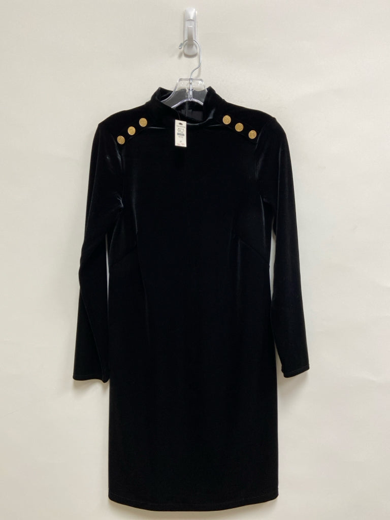 NWT Talbots Size PP Black Buttons Long Sleeve Petite Dress