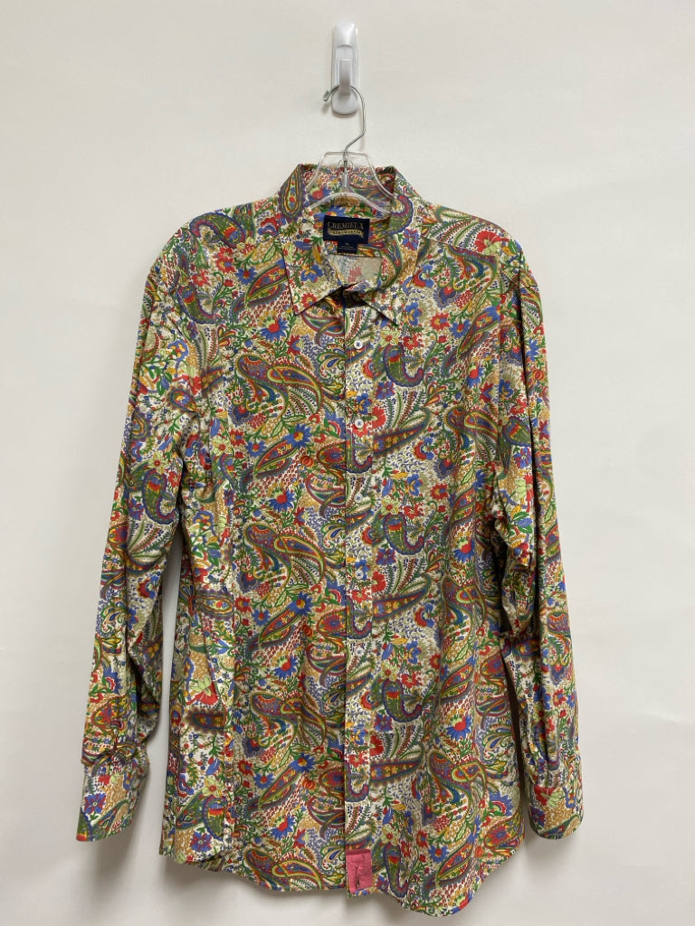Cremieux Size XL Green Blue/Yellow Paisley Button Down Men&