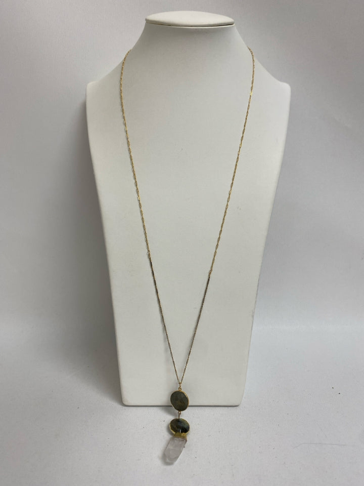 Gold Iridescent Crystal Necklace