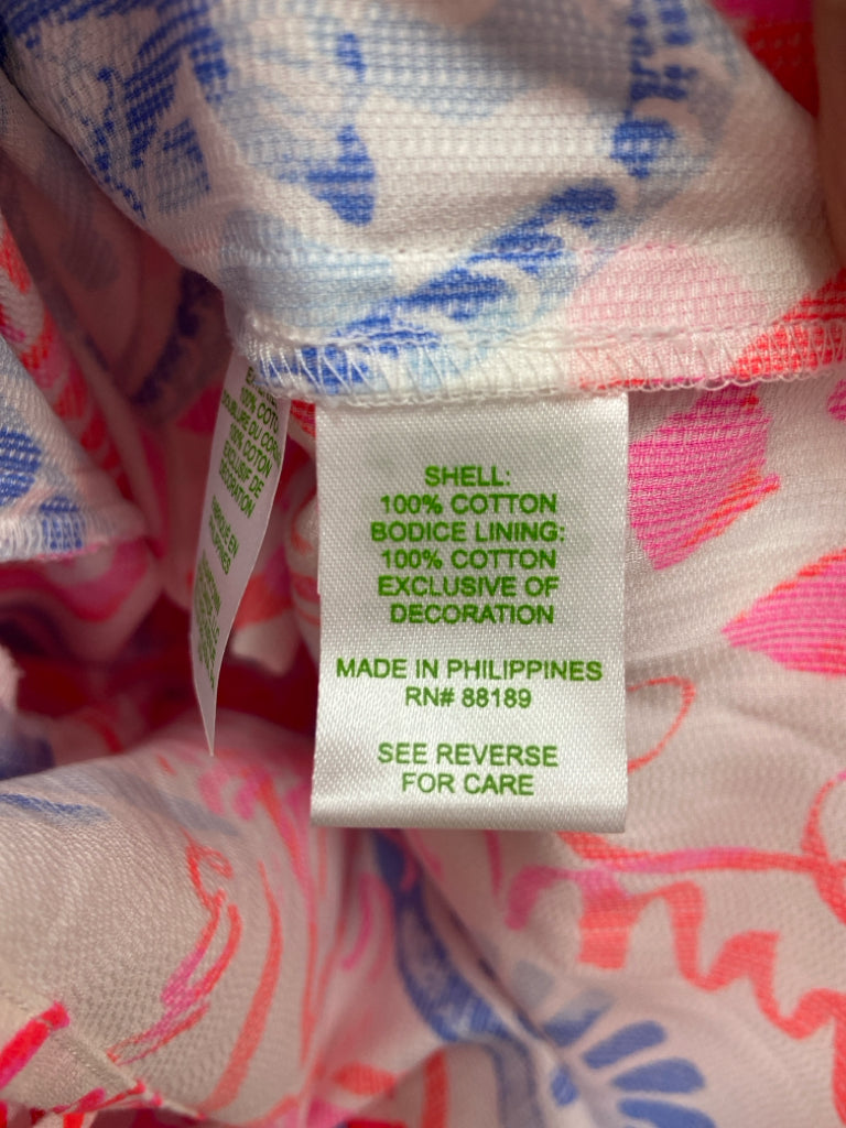NWT LILLY PULITZER Size 4 Neon Coral White/Blue Maxi Ladies Dress