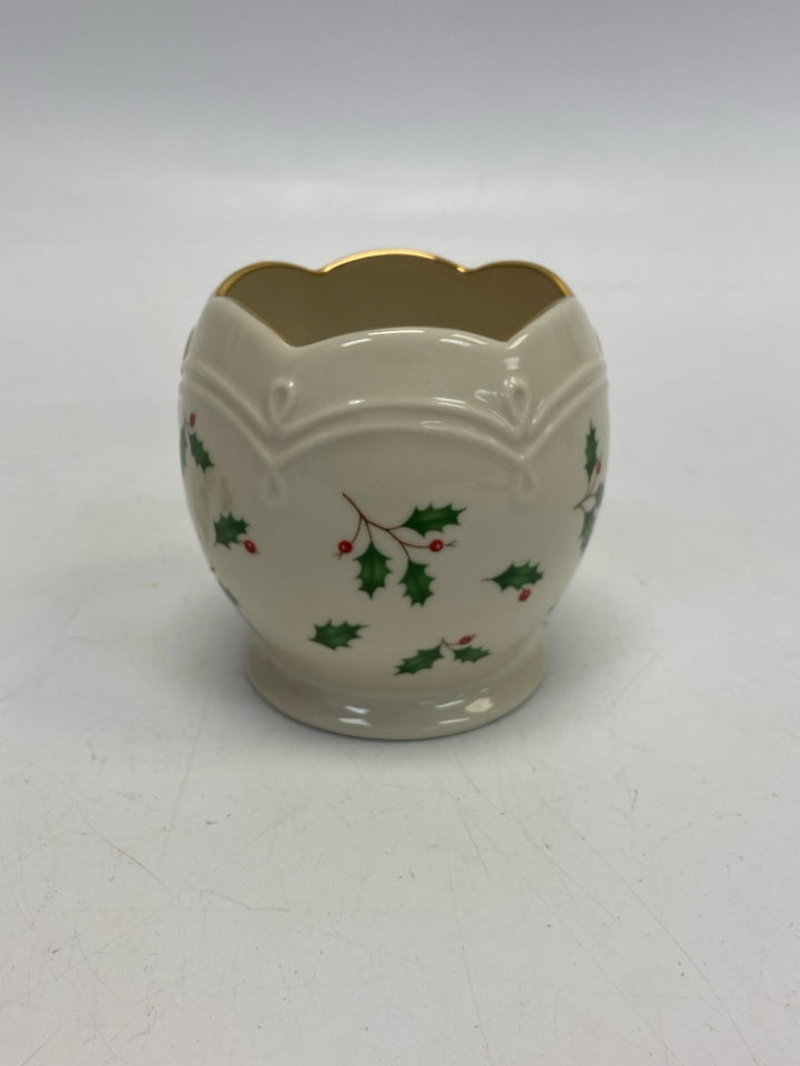 Lenox Cream Green/Red Holly Berries Christmas