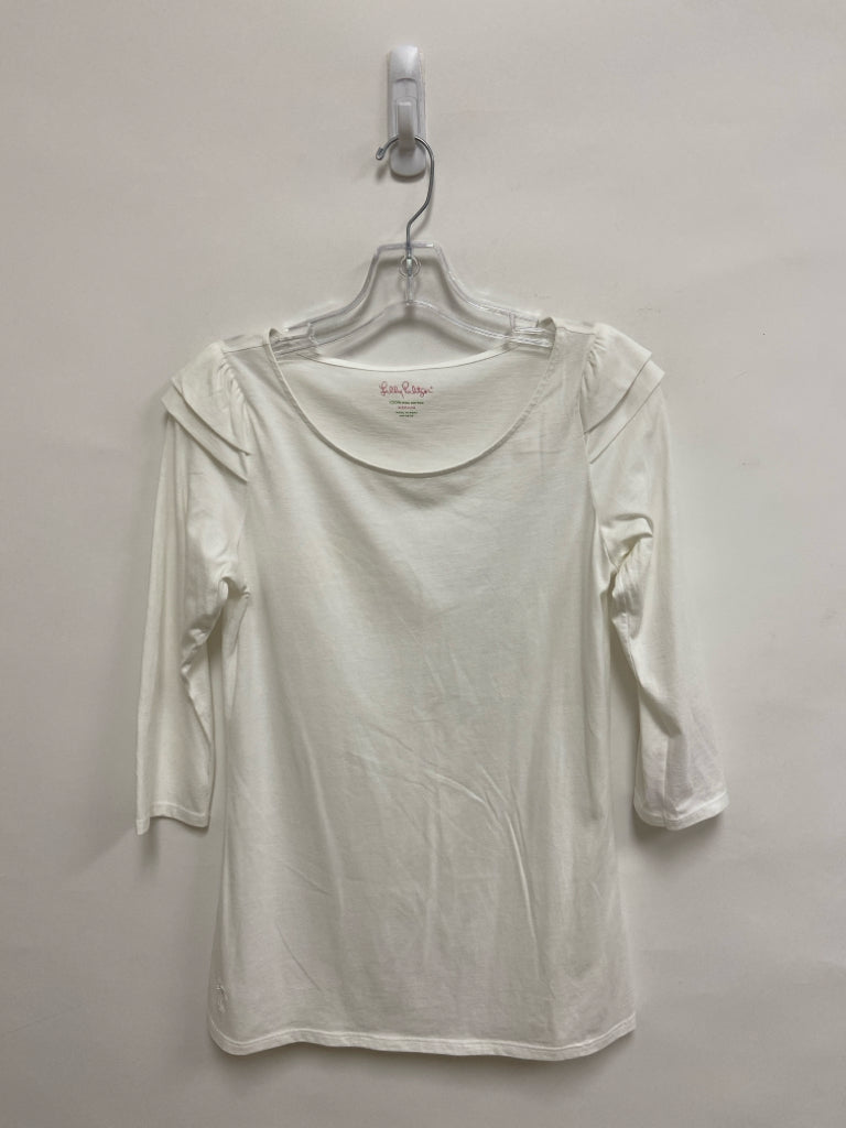 LILLY PULITZER Size M White 3/4 Sleeve Pima Cotton Ladies Top