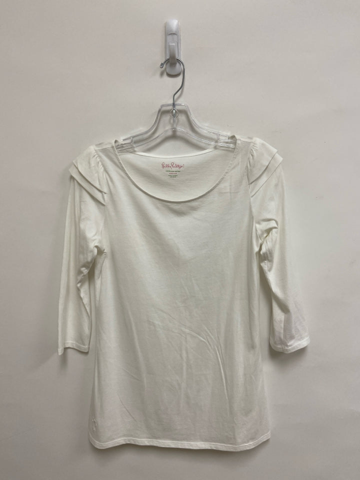 LILLY PULITZER Size M White 3/4 Sleeve Pima Cotton Ladies Top