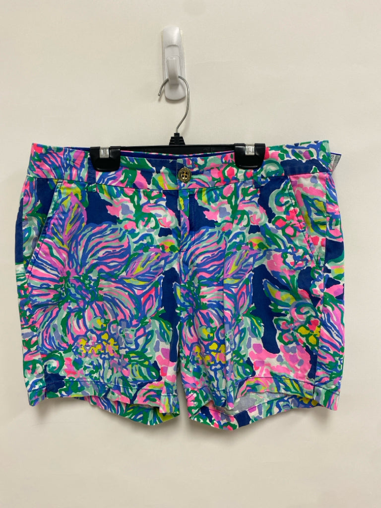 LILLY PULITZER Size 8 Navy/Green Pink/White Abstract Ladies Shorts