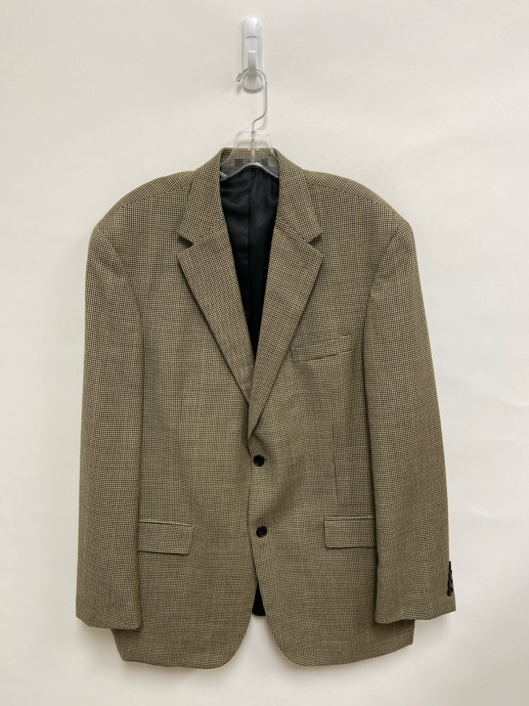 Size 44L Beige Black Houndstooth Wool Men&