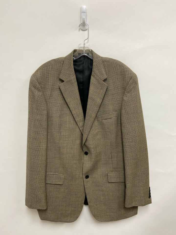 Size 44L Beige Black Houndstooth Wool Men&