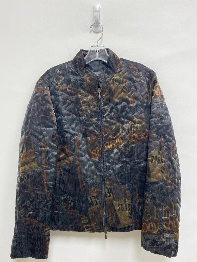 Size 14 Black/Gold Charcoal Zip Down Quilted Ladies Jacket