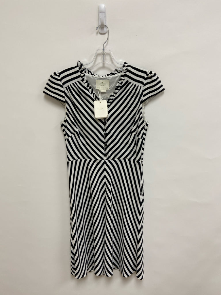Kate Spade Size 6 White/Black Chevron Viscose Ladies Dress