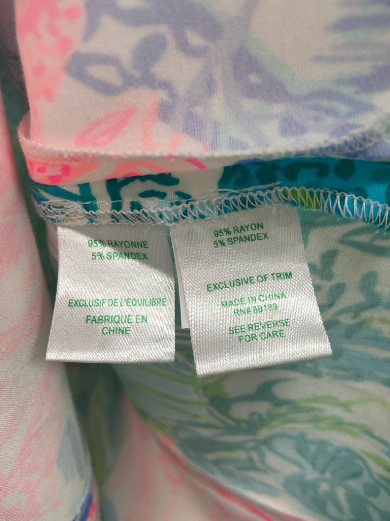 LILLY PULITZER Size 6 Aqua/Blue Pink/Multi Sleeveless Ladies Dress