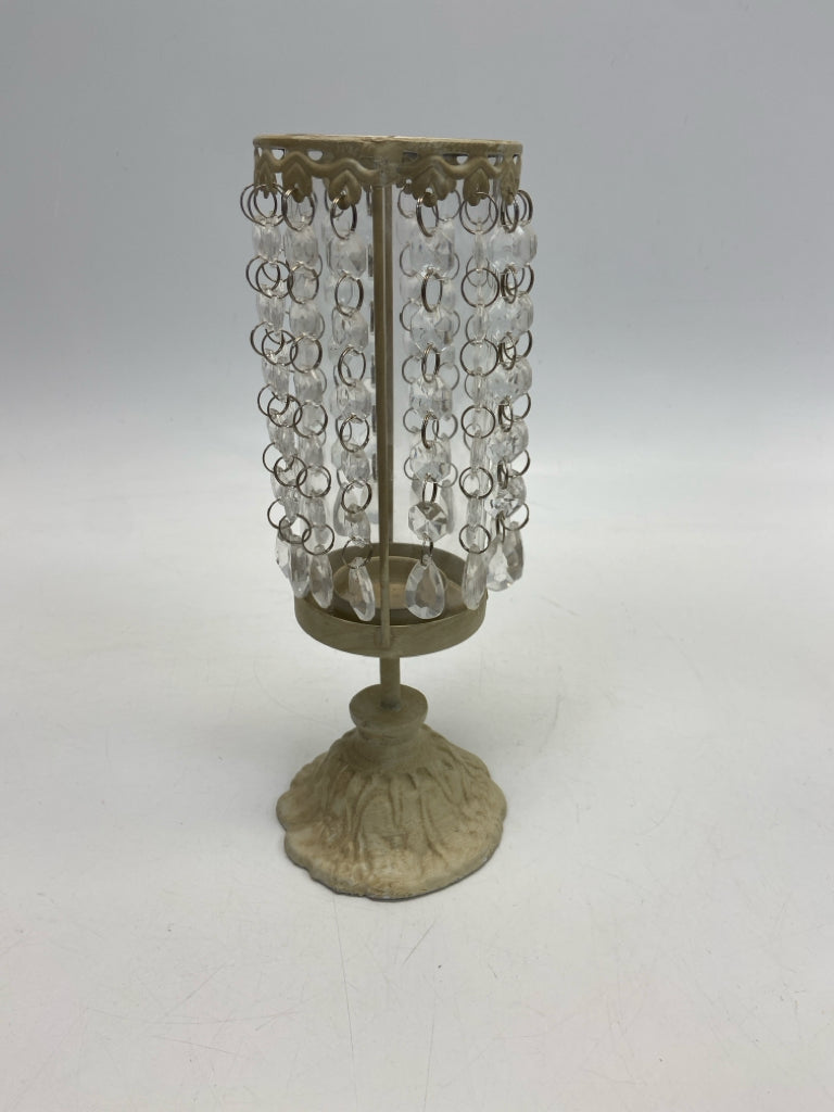 Cream Clear Jeweled Metal/Glass Candleholder(s)