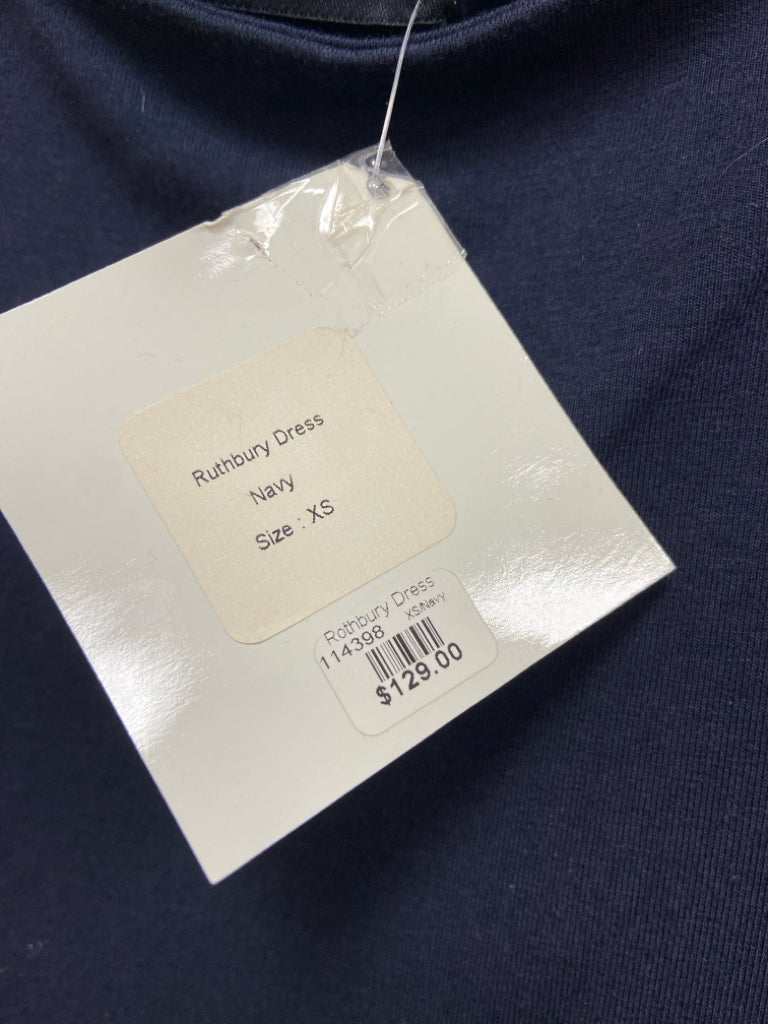 NWT DUFFIELD LANE Size XS Navy White Bell Sleeves Ladies Dress